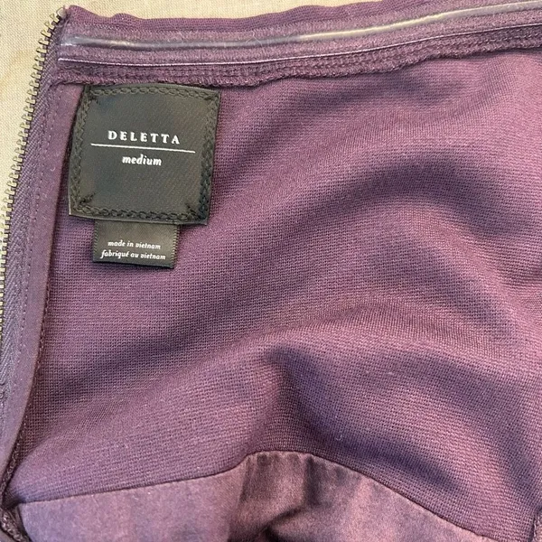 Deletta Anthropologie Purple Strapless fanned bodice cocktail Dress Size M - Image 9