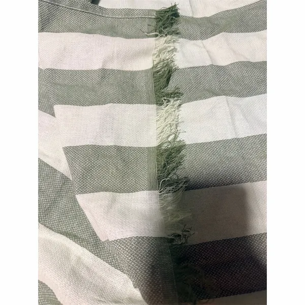 Prose Shawl Wrap Womens Green & White Striped Lightweight Fringe Scarf - Image 3