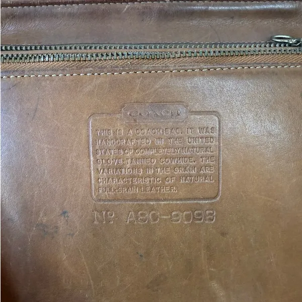Vintage 90's Coach 9093 Tribeca Shopper Zip Top Tote Bag Y2K British Tan Leather - Image 10