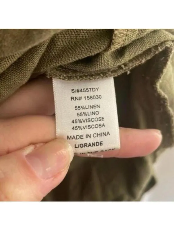 Love Tree Green Square Neck Linen Blend Midi Dress Cap Sleeve - Image 6