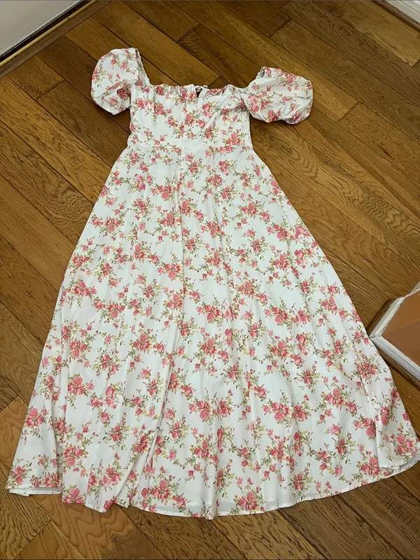 NWOT - M - MARTHEA - Floral Puff-Sleeve Maxi Dress in Blush Pink - Image 7