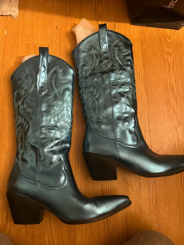 Cowboy Boots Blue Size 6 - Image 3