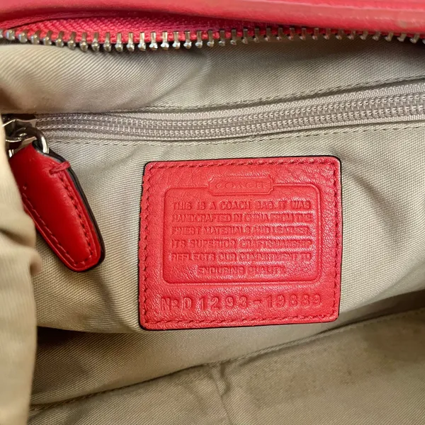 Coach Legacy Carnelian Leather Duffel #19889 - Coral Red Bucket Shoulder Bag - Image 5