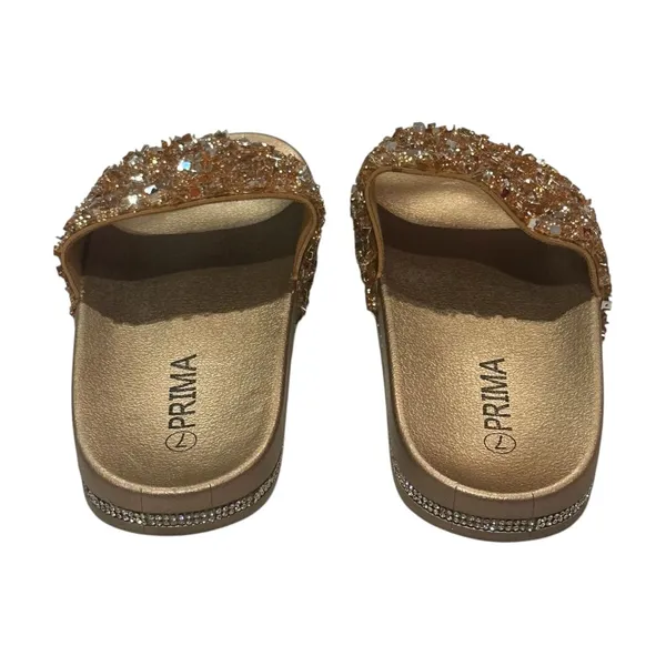 Prima Sandals Size 7 Gold Glitter Rhinestone Slide Slippers - Image 5