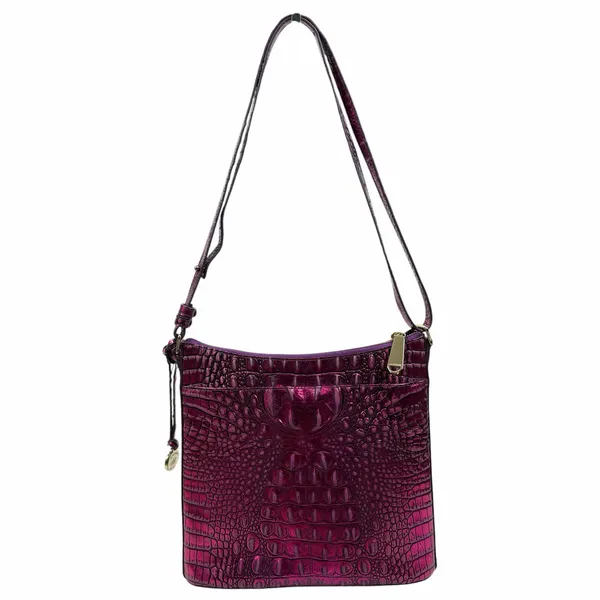 Brahmin Katie Crossbody Bag Metallic Pink Leather Crocodile - Image 6