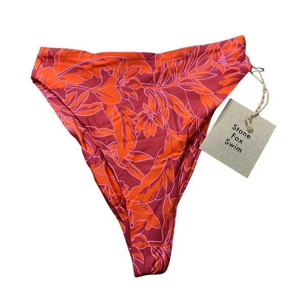 NWT Stone Fox Swim x Free People Sumatra Bikini Bottom in Rose Palm Size Small - Image 4