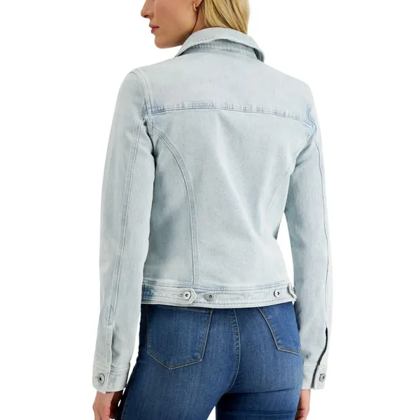 NEW Style & Co. Womens Button Up Classic Denim Trucker Jacket Tropic Blue M - Image 8