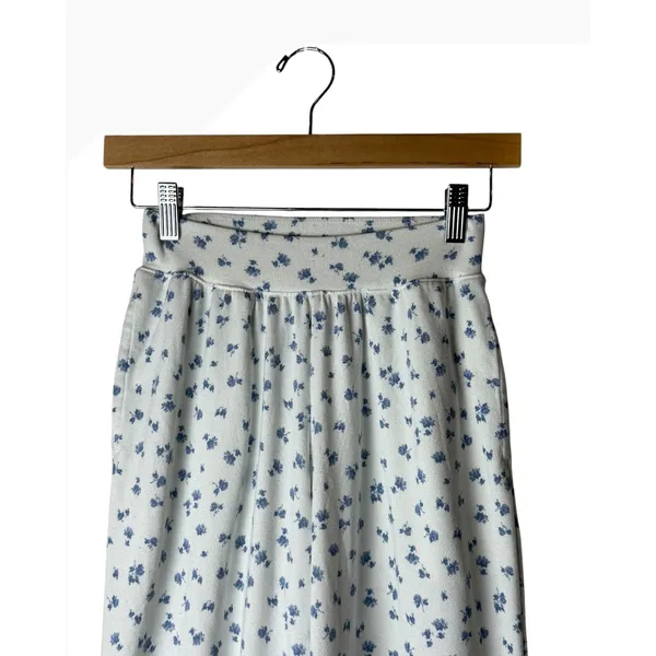 Hollister Pajama Pants Women XS White Blue Floral Wide Leg Loungwear Boho - Image 4