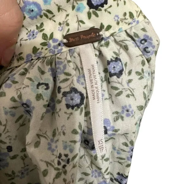 Free People Petunia Apron-Style‎ Floral Mini Dress Blue Cream XS - Image 6