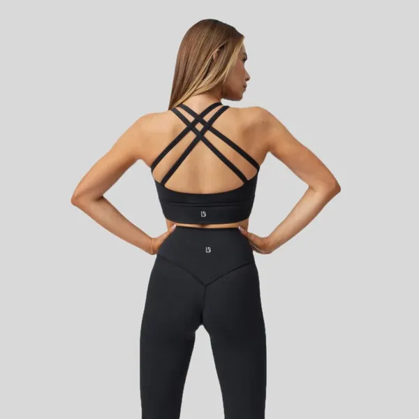 💖 BuffBunny Strappy Black Spotted Sports Bra - Image 2