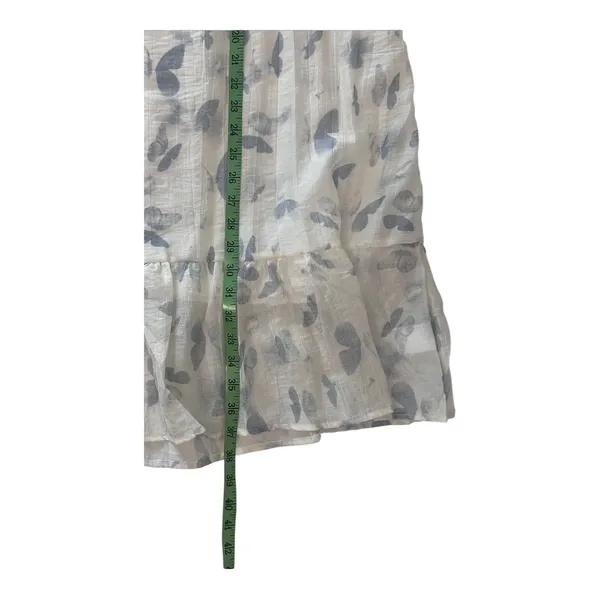 Kindred Size-L Dress White Blue Butterfly Knee Length Ruffle‎ - Image 6