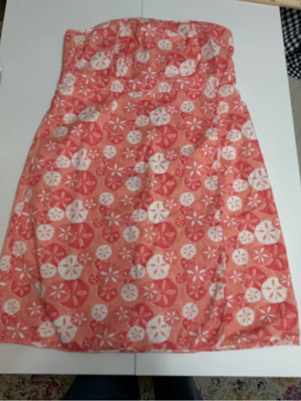 Vineyard Vines Coral and White Strapless Mini Summer Dress size 12 - Image 9
