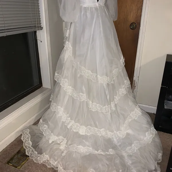 70s Prairie wedding dress White - Image 9