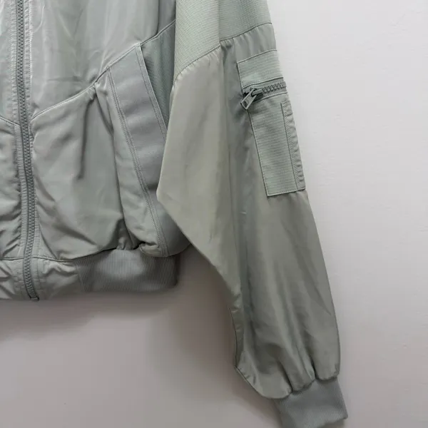 ALO Mixed Media Reinvention Bomber Jacket Limestone Green - Image 7