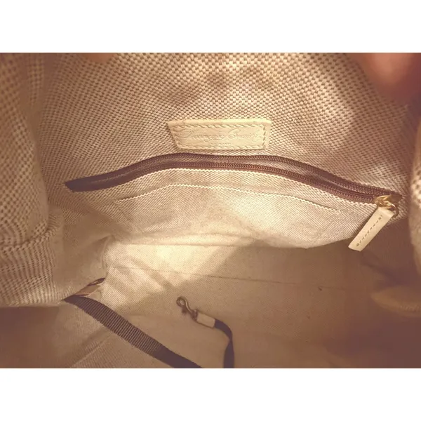 Dooney & Bourke Vintage Cream Pebbled Leather Hobo Shoulder‎ Bag Gold Hardware - Image 12