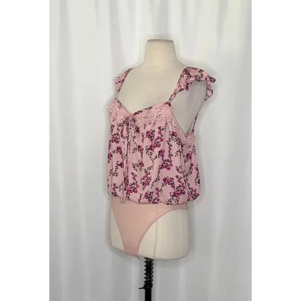 NWT!! FREE PEOPLE Intimately Take‎ It Away Floral Bodysuit Lace Ruffled Small - Image 6
