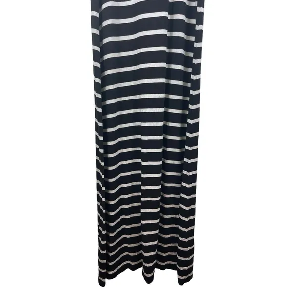 Karen By Karen Kane Black White Stripe Sleeveless Sequin Pocket Maxi Dress S - Image 4