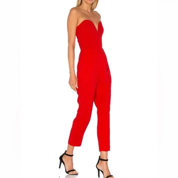 AMANDA UPRICHARD Red Cherri Sweetheart Jumpsuit NWOT Size‎ P - Image 2