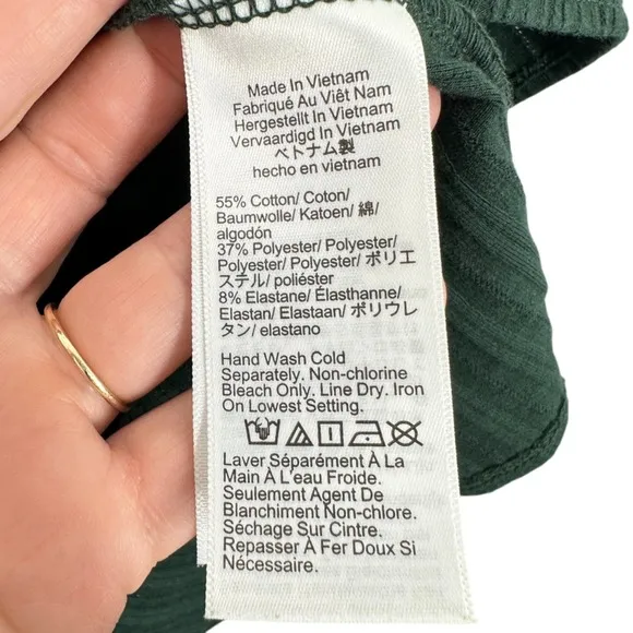 J. Crew Dark Green Ribbed Ruffle Neck Mock Neck Long Sleeve‎ Top Feminine Winter - Image 7
