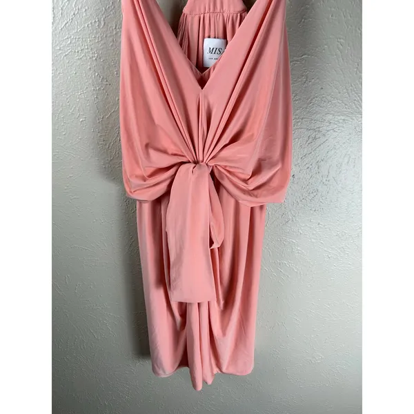 MISA Los Angeles Dress Size Medium Coral Peach Tie Front Bow Cocktail Party Mini - Image 6