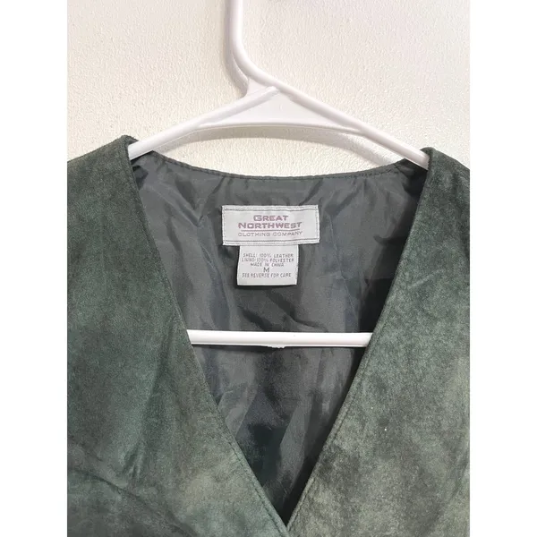 Vintage Y2K Great Northwest Green Suede Leather Vest Western Fairy Size M - Image 3