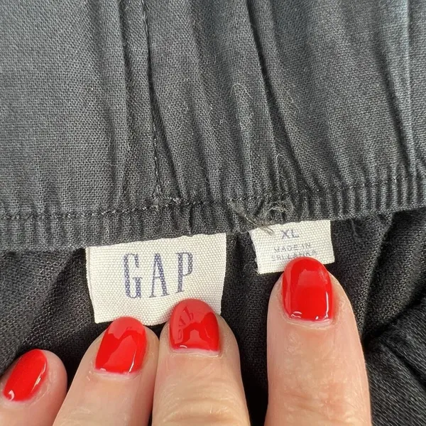 Gap XL Cargo Pants Mid Rise Black Twill Pull On Boho Elastic Waist Boho Grunge‎ - Image 7