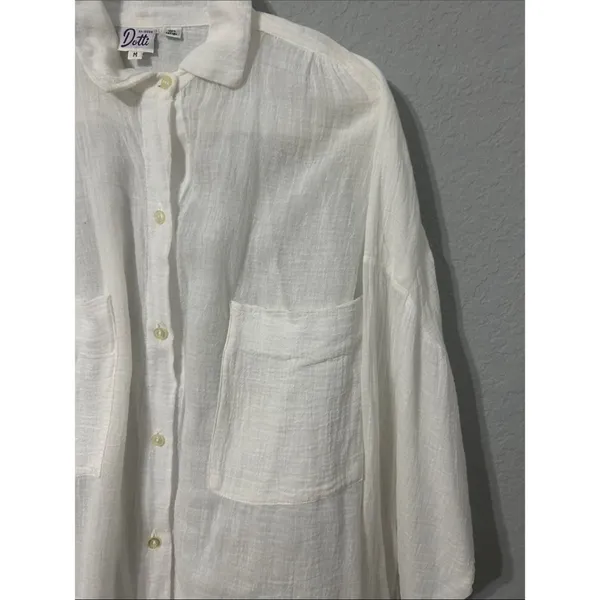 Dotti White Lightweight Button-Front Midi Dress/Shirt Size M Oversized Cotton - Image 5