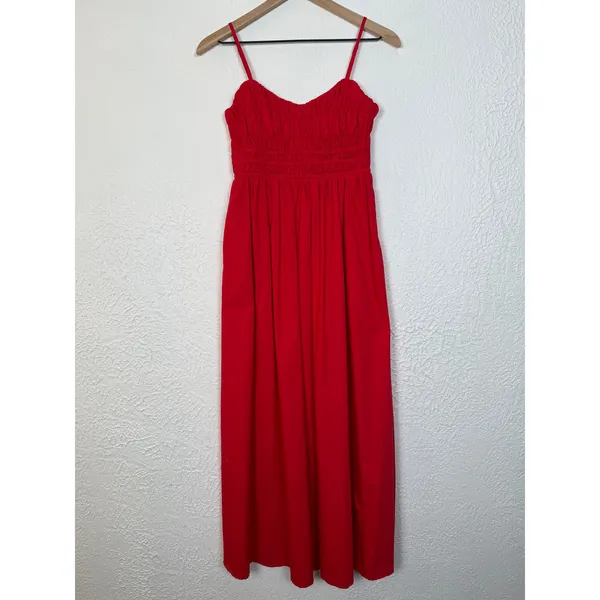 Petal & Pup Camilla Shirred Maxi Sundress Sweetheart Neckline Red Size Small - Image 2