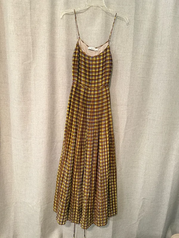 Tory Burch Pleated Midi Dress in Purple Veronica Plaid | 6 - Image 3