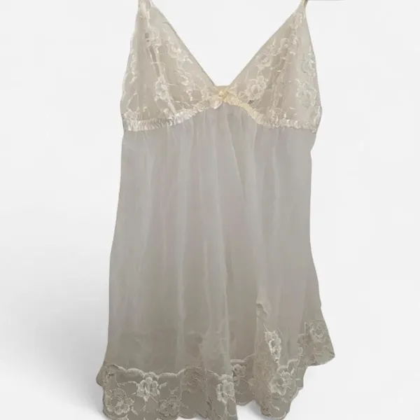 Y2K Angelic Coquette Frederick’s of Hollywood Lace Tulle Babydoll Cami – XL - Image 4