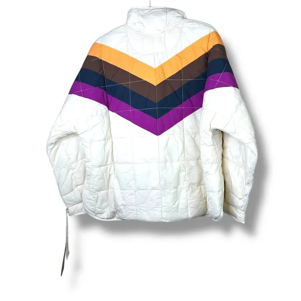 NEW FP Movement x Hatch Ivory Chevron Combo Printed Maternity Puffer Jacket - Image 4