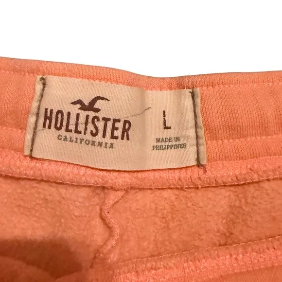 Y2K‎ Hollister Micro Mini Shorts Pastel Peach Retro Track Stripe Lounge Size L - Image 4