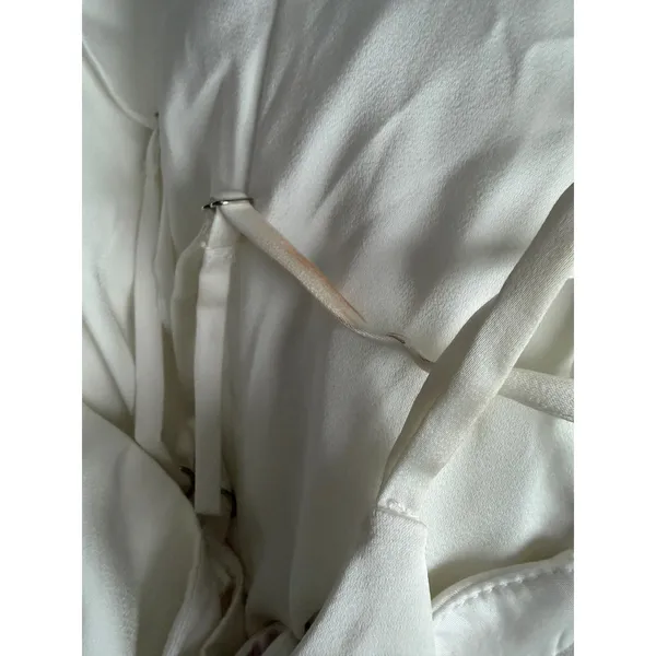 Azazie‎ x Barbie White Satin Ruched Corset Maxi Dress Side Slit Formal Gown - Image 6