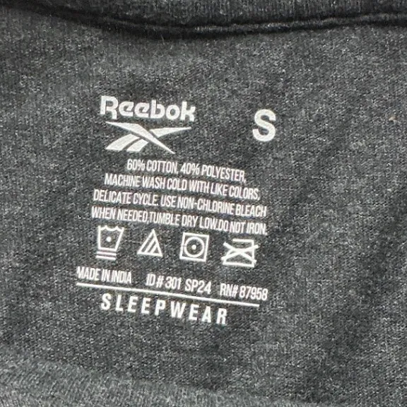 Reebok Womens Sleepwear Long Sleeve Graphic T-Shirt Dark Gray Heather Size S - Image 8