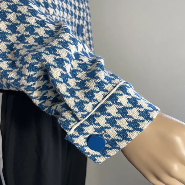Anthropologie Dolan Left Coast Cropped Jacket Women XS Blue Houndstooth Print - Image 9