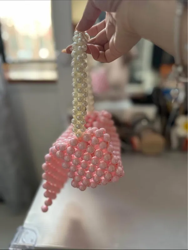 Handmade Pink Beaded Top - Image 4
