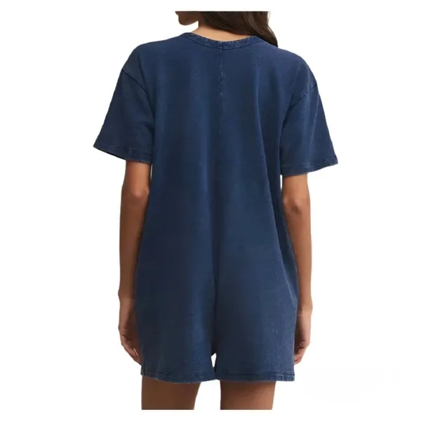 Z Supply Enid Romper Indigo Knit Denim Button Front V Neck Pockets S Minimalist - Image 10