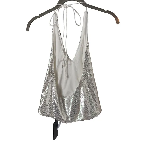 ROTATE Birger Christensen White‎ Sequin Halter Top & Pencil Midi Skirt Set NWT - Image 5
