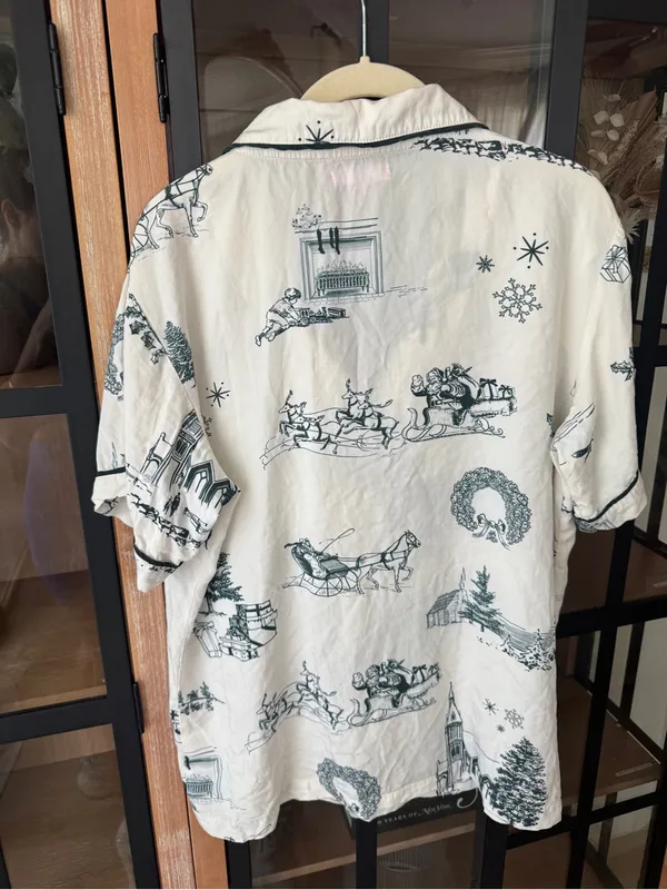 Katie Kime toile print holidays christmas winter pajamas top shirt short sleeve - Image 2