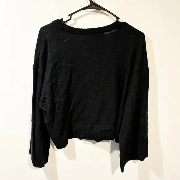 Free People Beach Black Scoopneck Cropped Long Sleeve Top Size Small‎ NEW - Image 4