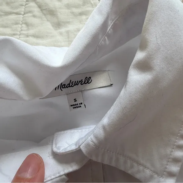 Madewell Relaxed Button Front Shirt Poplin Cotton White Small - Image 8