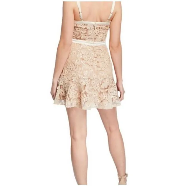Ryse the Label Revolve lace sequin nude and cream mini dress - Image 2