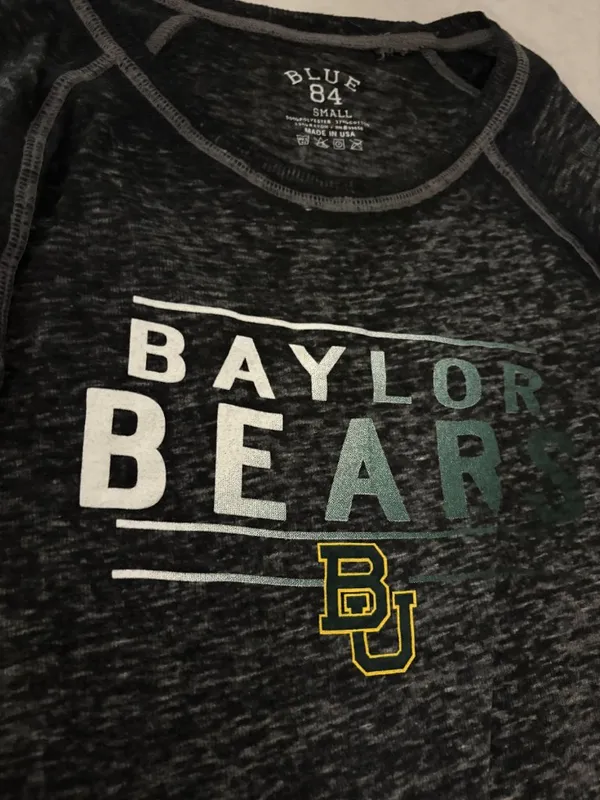 Baylor Bears Sweatshirt Women's Small Charcoal Gray Blue 84 Long Sleeve Boatneck - Image 2