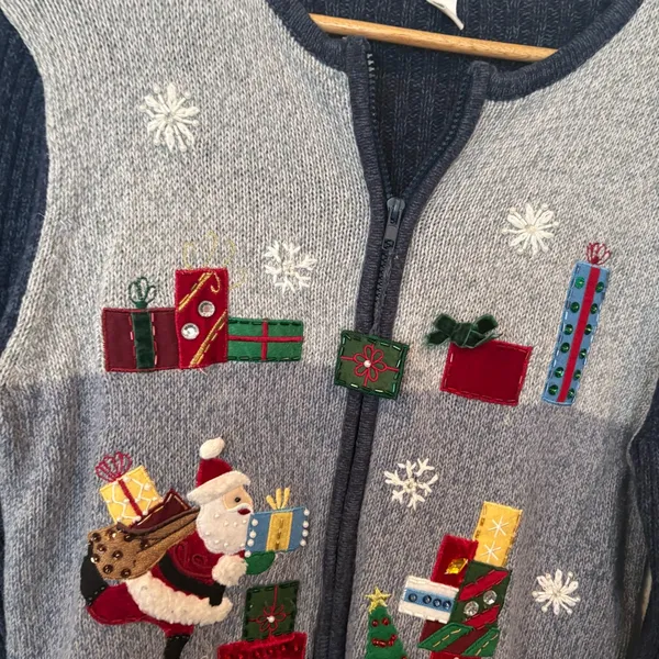 Dress Barn Christmas Zip Up Sweater‎ Size XL - Image 3