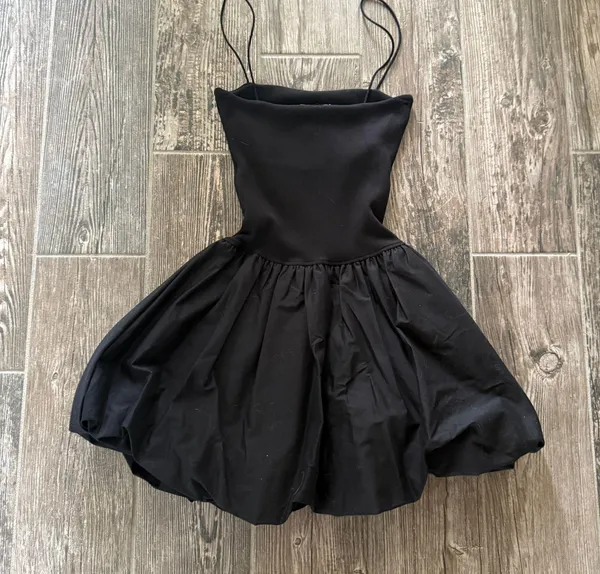 ZARA Women Mixed Rib Poplin Balloon Dress - Image 4