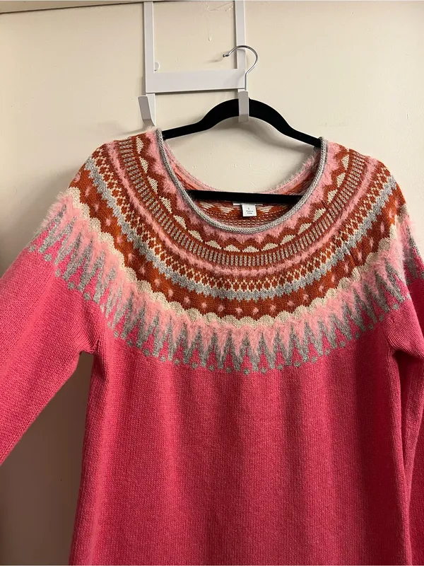 Sundance Pink Fair Isle Sweater Size Large - Image 3