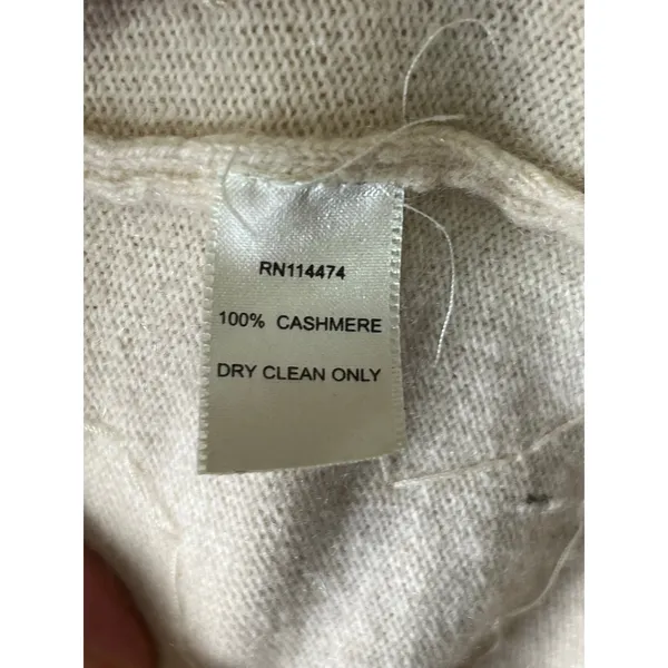 Vintage 100% Cashmere Sequin Beaded Embellished Sweater Medium Ivory Gold Y2K - Image 6