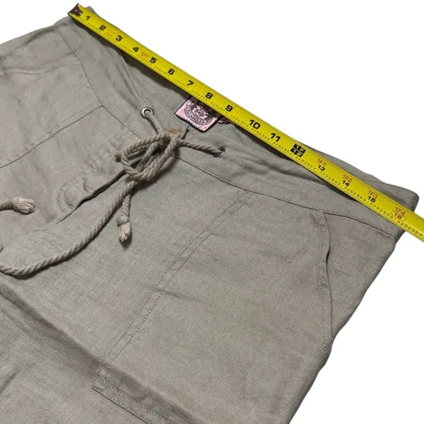 Y2K‎ Juicy Couture Tan 100% Linen Pants Coastal Resort Travel Capsule S - Image 10