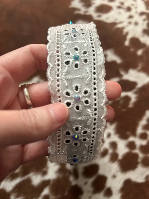 Lace ribbon with colorful crystals Headband handmade brand new - Image 3