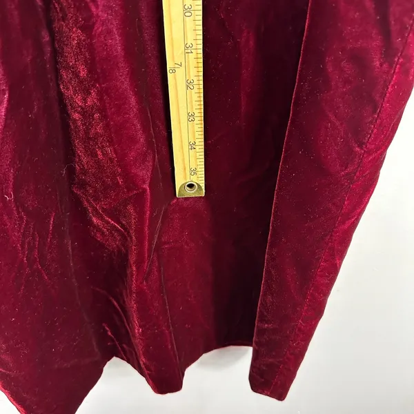 Talbots Midi Dress Womens‎ 6 Red Velvet Short Sleeve Romantic Modest Vintage - Image 7